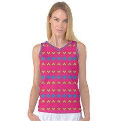 Hearts And Rhombus Pattern Women s Basketball Tank Top