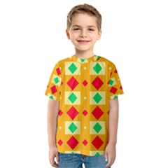 Green Red Yellow Rhombus Pattern Kid s Sport Mesh Tee