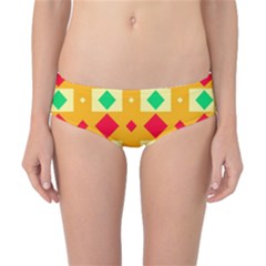 Green Red Yellow Rhombus Pattern Classic Bikini Bottoms