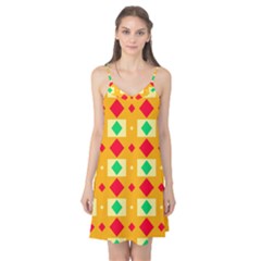 Green Red Yellow Rhombus Pattern Camis Nightgown