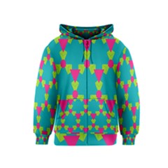 Triangles Honeycombs And Other Shapes Pattern Kids Zipper Hoodie by LalyLauraFLM