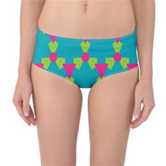 Triangles Honeycombs And Other Shapes Pattern Mid-waist Bikini Bottoms