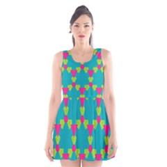 Triangles Honeycombs And Other Shapes Pattern Scoop Neck Skater Dress by LalyLauraFLM