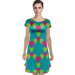 Triangles Honeycombs And Other Shapes Pattern Cap Sleeve Nightdress