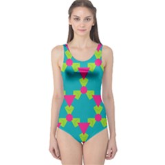 Triangles Honeycombs And Other Shapes Pattern Women s One Piece Swimsuit