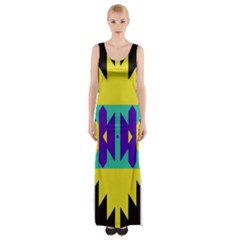 Tribal Design Maxi Thigh Split Dress