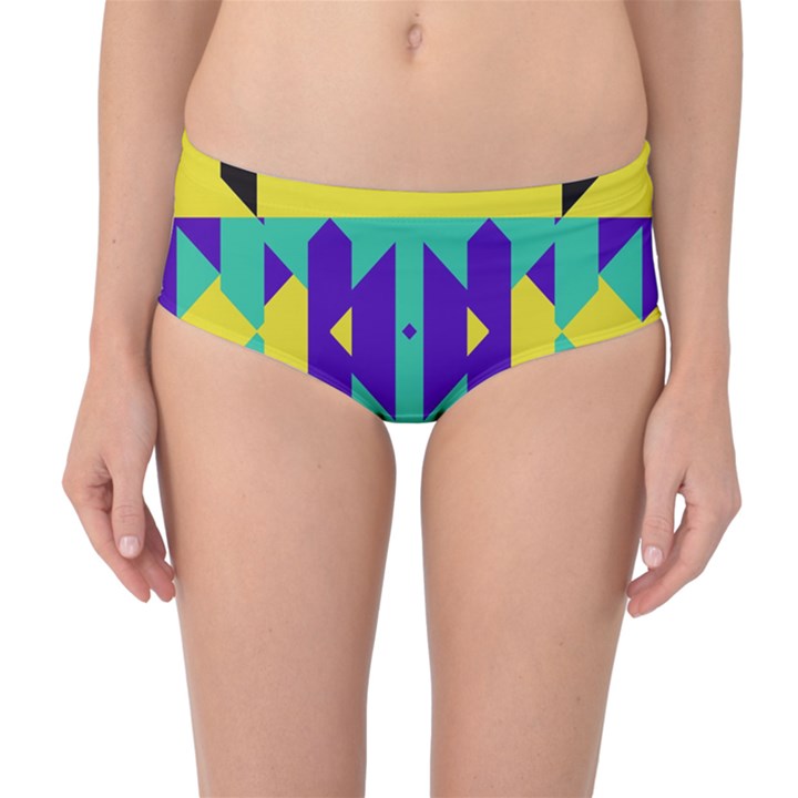 Tribal design Mid-Waist Bikini Bottoms