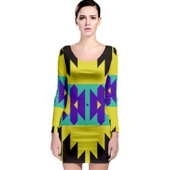 Tribal Design Long Sleeve Bodycon Dress