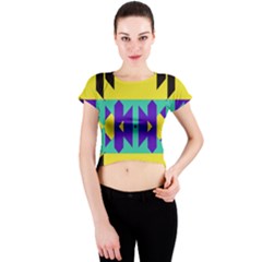 Tribal Design Crew Neck Crop Top by LalyLauraFLM