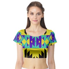 Tribal Design Short Sleeve Crop Top by LalyLauraFLM