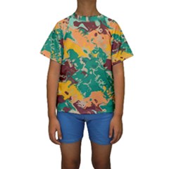 Texture In Retro Colors  Kid s Short Sleeve Swimwear