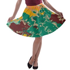 Texture In Retro Colors A-line Skater Skirt