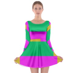 Rectangles And Other Shapes Long Sleeve Skater Dress