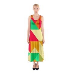 Retro Colors Shapes Full Print Maxi Dress