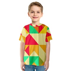 Retro Colors Shapes Kid s Sport Mesh Tee