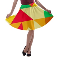 Retro Colors Shapes A-line Skater Skirt