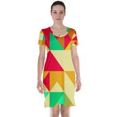 Retro Colors Shapes Short Sleeve Nightdress