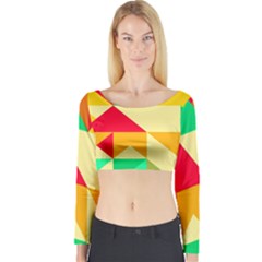 Retro Colors Shapes Long Sleeve Crop Top