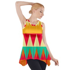 Triangles And Other Retro Colors Shapes Side Drop Tank Tunic