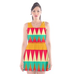 Triangles And Other Retro Colors Shapes Scoop Neck Skater Dress