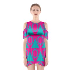 Triangles And Honeycombs Pattern Women s Cutout Shoulder Dress