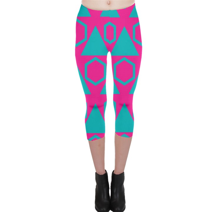 Triangles and honeycombs pattern Capri Leggings