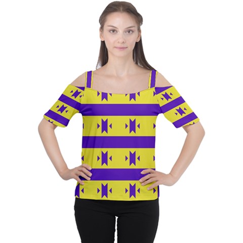 Tribal Shapes And Stripes Women s Cutout Shoulder Tee by LalyLauraFLM