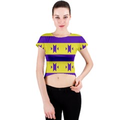 Tribal Shapes And Stripes Crew Neck Crop Top by LalyLauraFLM