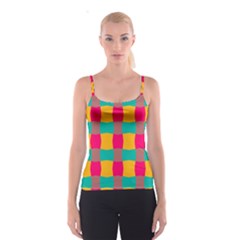 Distorted Shapes In Retro Colors Pattern Spaghetti Strap Top