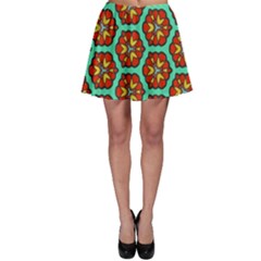 Red Flowers Pattern Skater Skirt