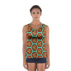 Red Flowers Pattern Women s Sport Tank Top