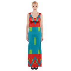 Chevrons And Rectangles Maxi Thigh Split Dress by LalyLauraFLM