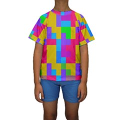 Colorful Tetris Shapes  Kid s Short Sleeve Swimwear by LalyLauraFLM