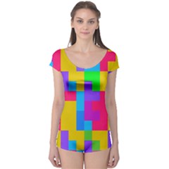 Colorful Tetris Shapes Boyleg Leotard (ladies) by LalyLauraFLM