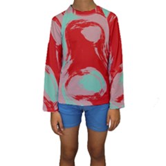 Red Pink Green Texture  Kid s Long Sleeve Swimwear by LalyLauraFLM