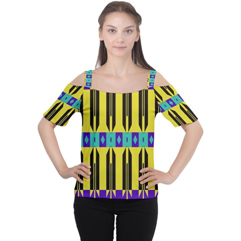 Rhombus And Other Shapes Pattern Women s Cutout Shoulder Tee by LalyLauraFLM