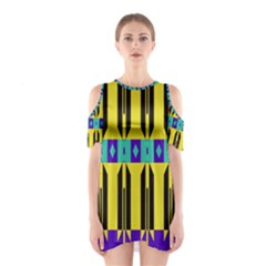 Rhombus And Other Shapes Pattern Women s Cutout Shoulder Dress by LalyLauraFLM