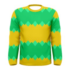 Green Rhombus Chains Men Long Sleeve T-shirt by LalyLauraFLM