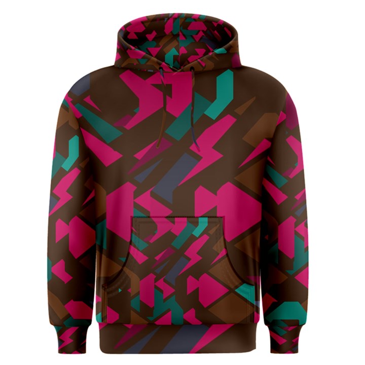 Brown pink blue shapes Men s Pullover Hoodie