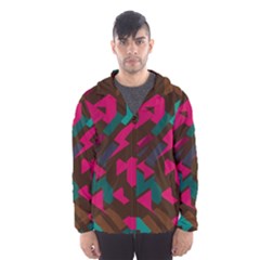 Brown Pink Blue Shapes Mesh Lined Wind Breaker (men) by LalyLauraFLM