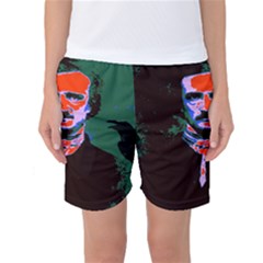 Edgar Allan Poe Pop Art  Women s Basketball Shorts by icarusismartdesigns