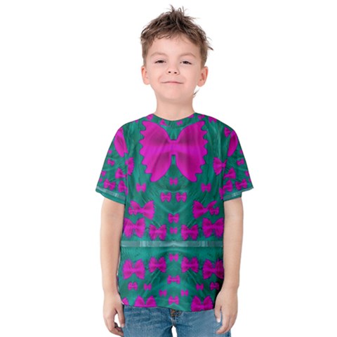 World Wide Flying Butterflies Kid s Cotton Tee by pepitasart