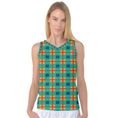 Squares In Retro Colors Pattern Women s Basketball Tank Top by LalyLauraFLM