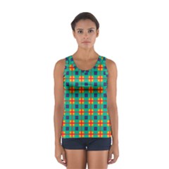 Squares In Retro Colors Pattern Women s Sport Tank Top by LalyLauraFLM