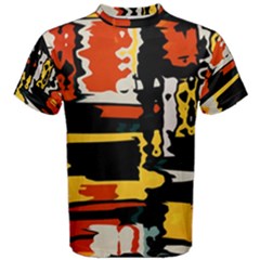 Distorted Shapes In Retro Colors Men s Cotton Tee by LalyLauraFLM