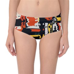 Distorted Shapes In Retro Colors Mid-waist Bikini Bottoms by LalyLauraFLM