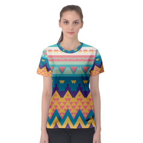 Pastel Tribal Design Women s Sport Mesh Tee by LalyLauraFLM