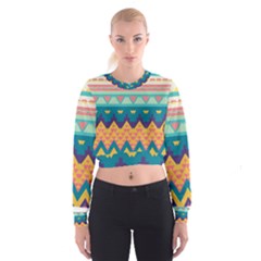 Pastel Tribal Design   Women s Cropped Sweatshirt by LalyLauraFLM