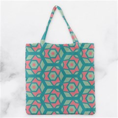 Pink Honeycombs Flowers Pattern  Grocery Tote Bag by LalyLauraFLM