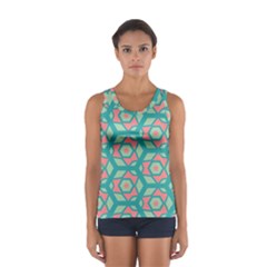 Pink Honeycombs Flowers Pattern  Women s Sport Tank Top by LalyLauraFLM